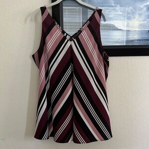 Lane Bryant Diagonal Striped Tank Top - wine, Pink, Black, Ecru 16W